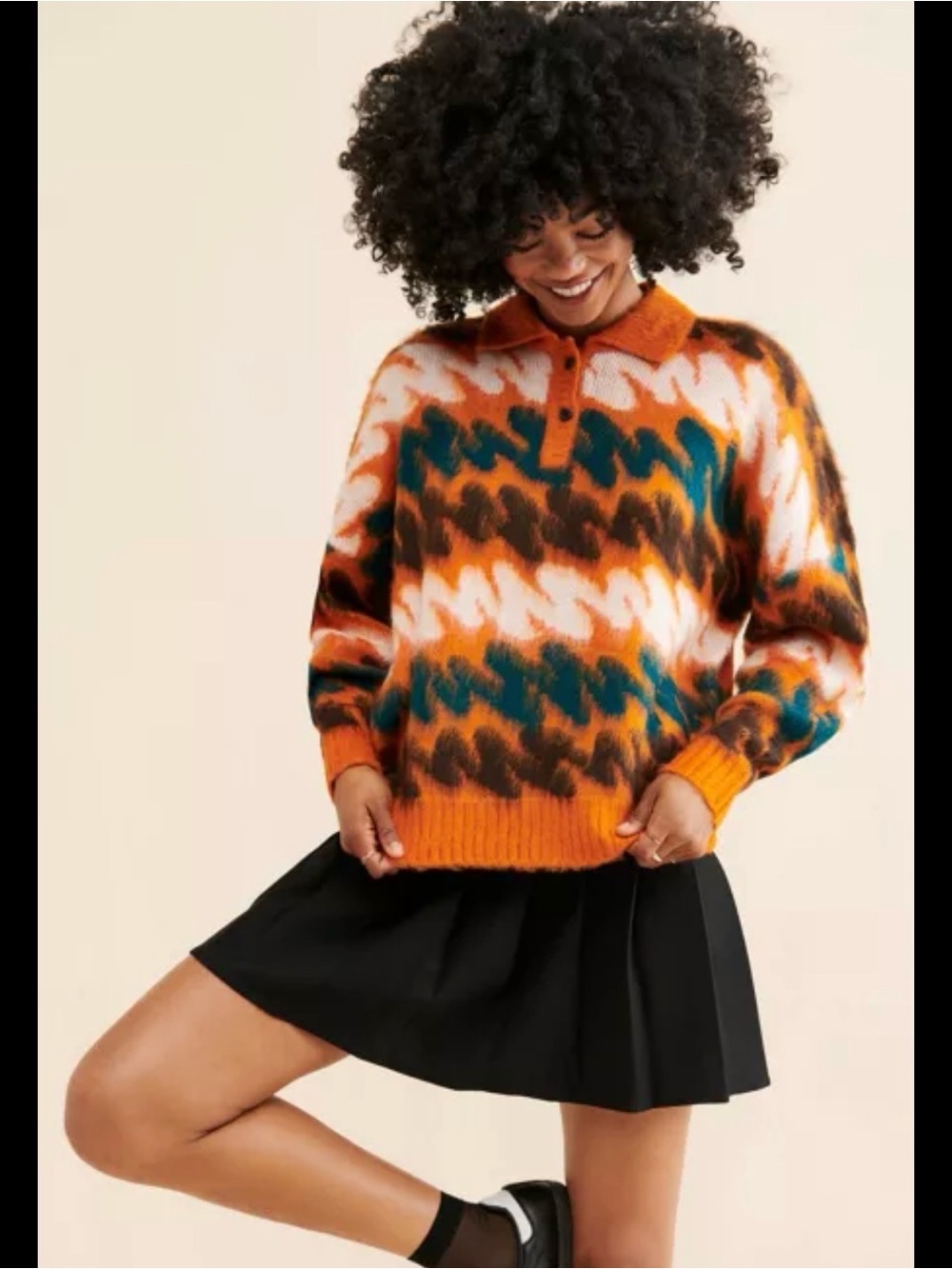 OBEY Women’s Patterned Collared Sweater Size M Acrylic Knit Pullover